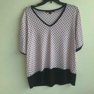 Tommy Hilfiger pink/Black polka dot short split sleeve blouse Sz L